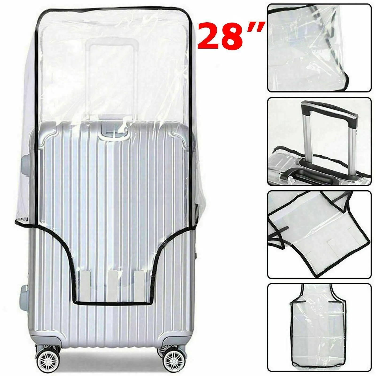 3 Pack Transparent PVC Suitcase Cover