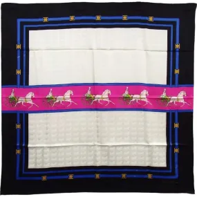 466140AH (S1) Celine Scarf Carriage Pattern Multicolor Silk