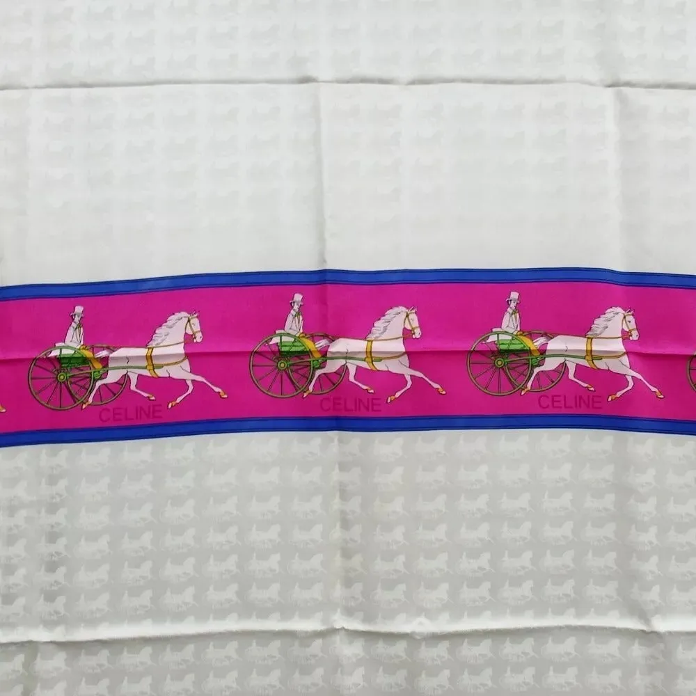 466140AH (S1) Celine Scarf Carriage Pattern Multicolor Silk