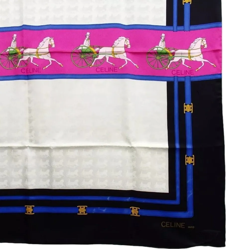 466140AH (S1) Celine Scarf Carriage Pattern Multicolor Silk