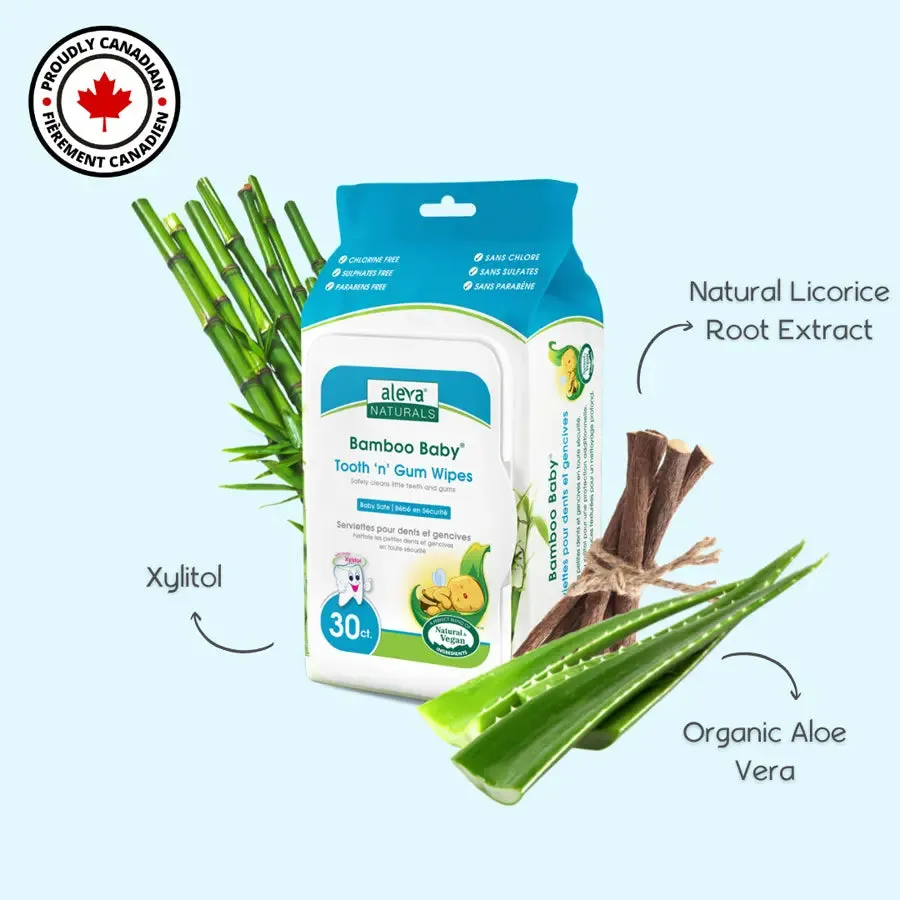 Aleva Naturals Bamboo Baby Specialty Tooth 'N' Gum Wipes (Pack of 30)