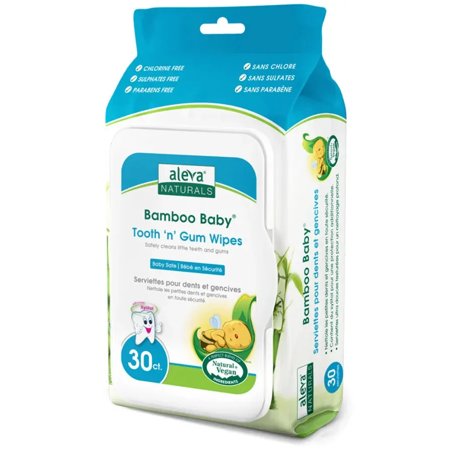 Aleva Naturals Bamboo Baby Specialty Tooth 'N' Gum Wipes (Pack of 30)