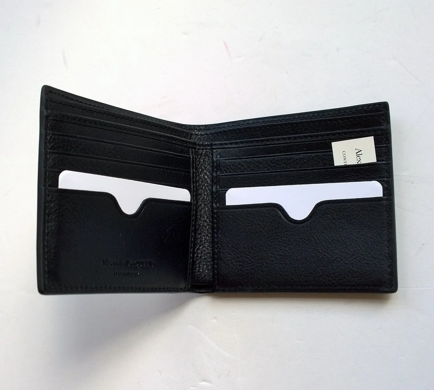 Alexander McQueen Skull Studs Black Leather Wallet
