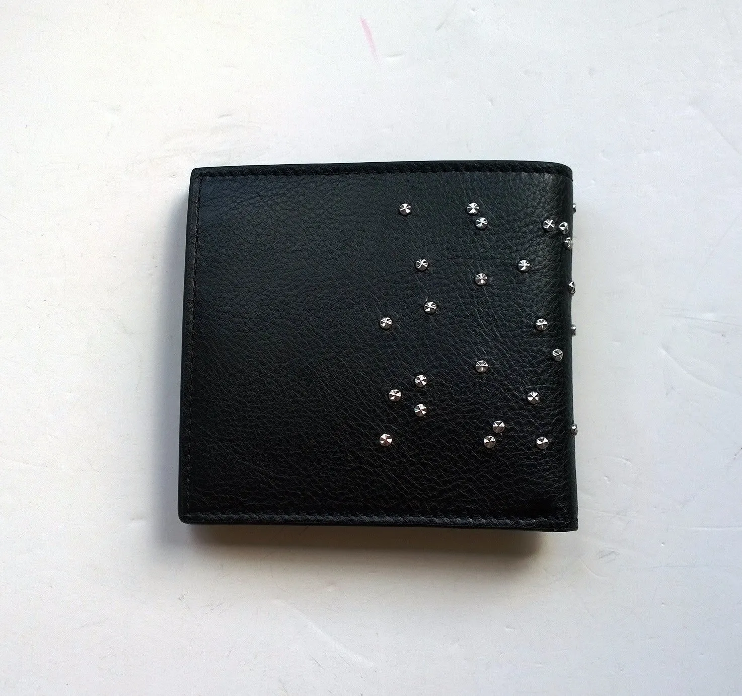 Alexander McQueen Skull Studs Black Leather Wallet