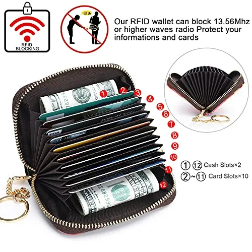 APHISON RFID Credit Card Holder Wallets for Women Leather Cartoon Patterns Zipper Card Case for Ladies Girls / Gift Box 3-075