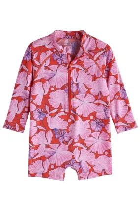 Baby Kohala Neck-to-Knee Swimsuit  |  Radiant Red Botanical Floral