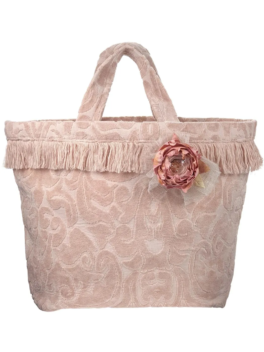 Baptism velour bag for girl - EVELINE pink
