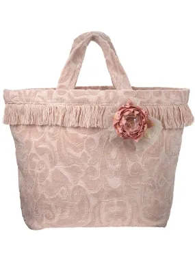 Baptism velour bag for girl - EVELINE pink