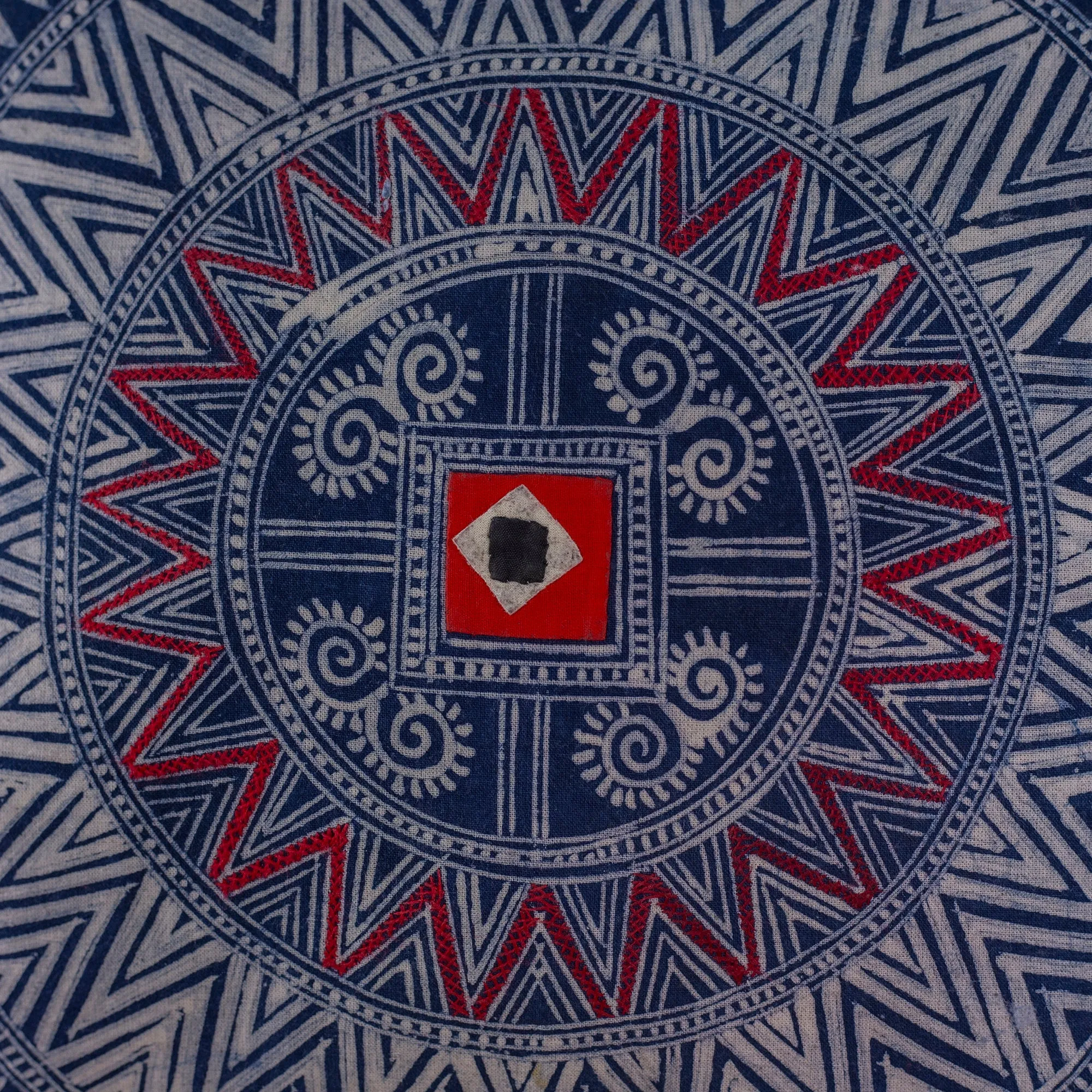 Batik Cushion Cover - H'mong pattern, hand-stitched fabric patch