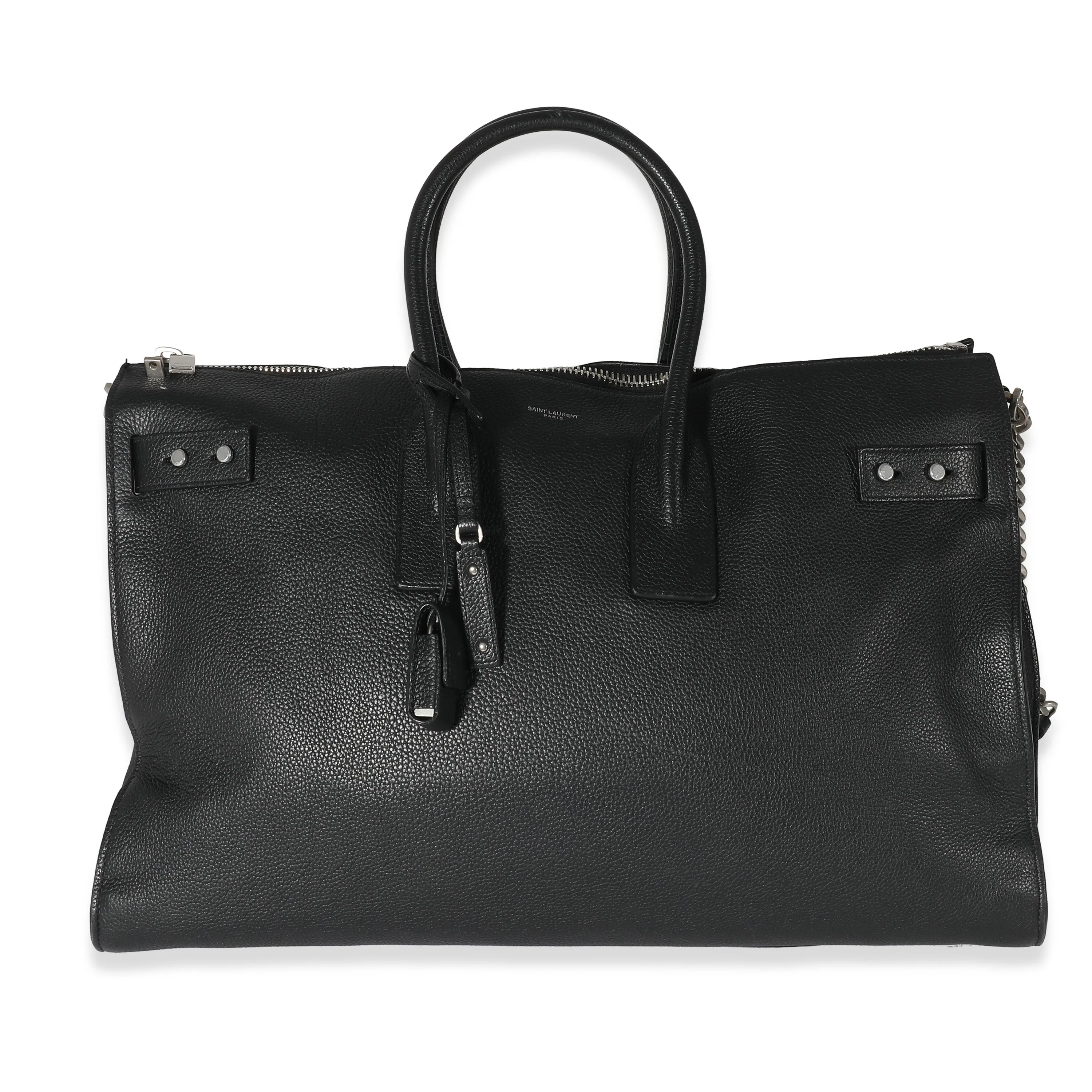 Black Grained Calfskin Medium Sac De Jour 48H Duffle