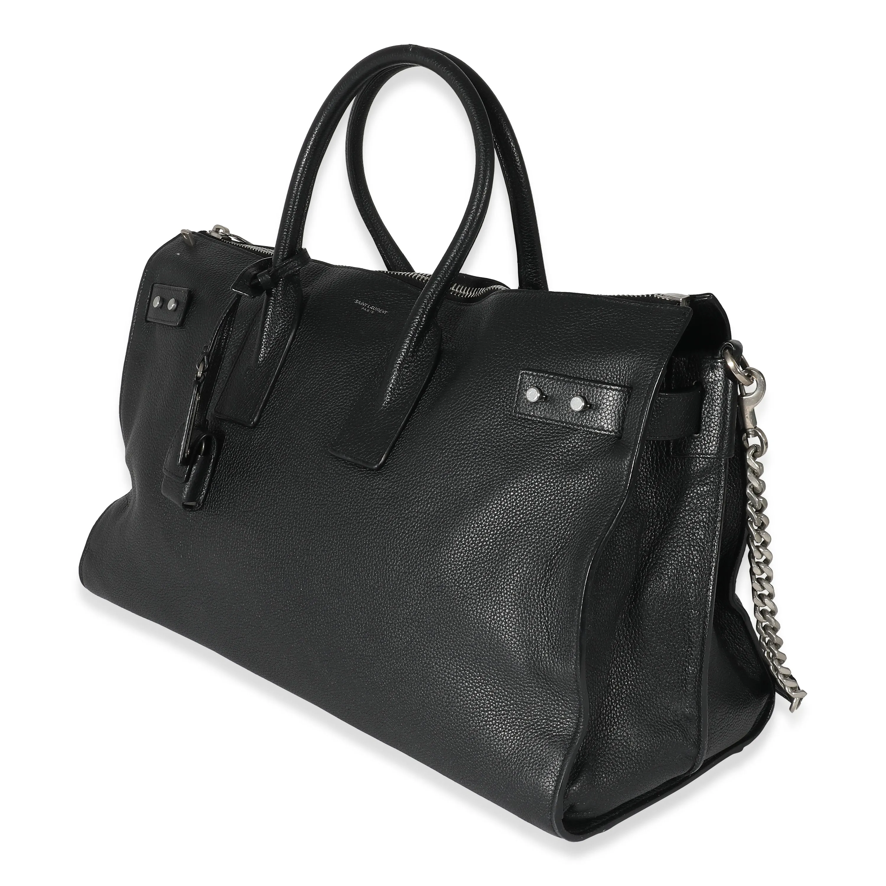 Black Grained Calfskin Medium Sac De Jour 48H Duffle