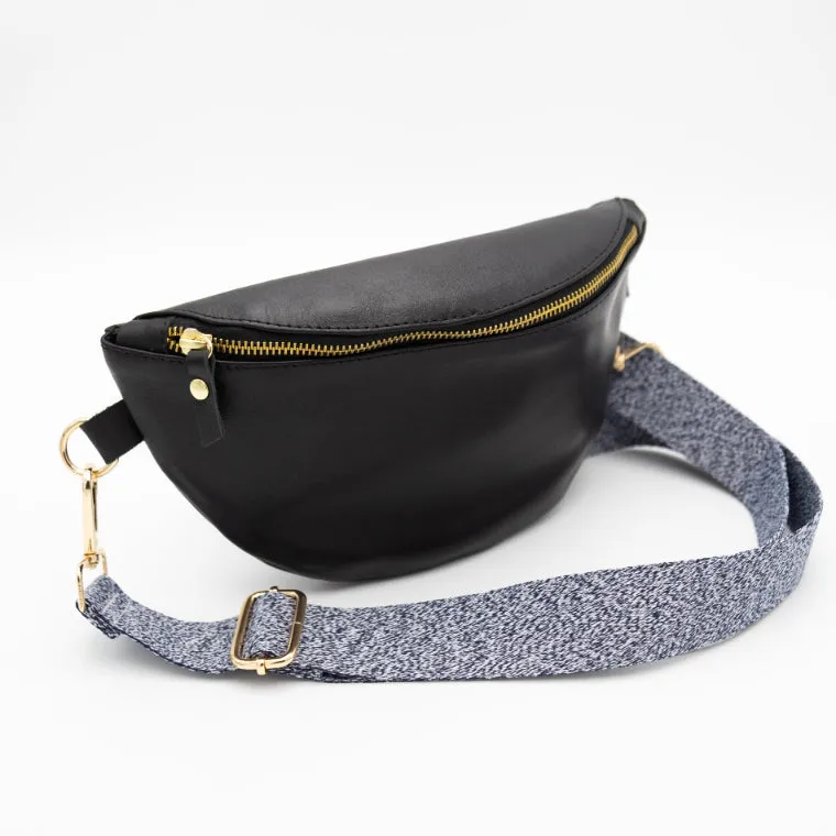 Black Leather Bum Bag (w Gold Fittings)