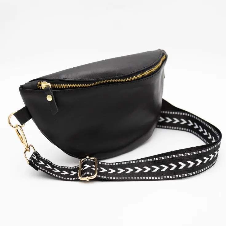 Black Leather Bum Bag (w Gold Fittings)