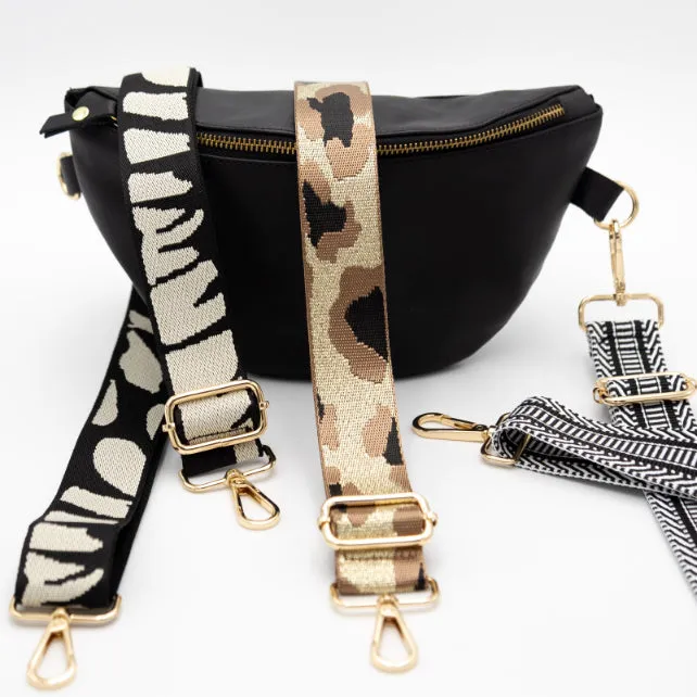 Black Leather Bum Bag (w Gold Fittings)