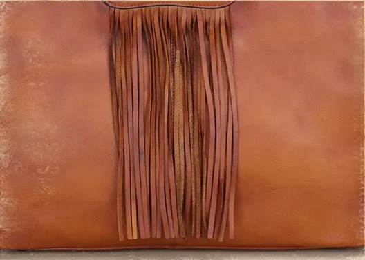 Boho Black Leather Fringe Handbags Leather Shoulder Bag For Women