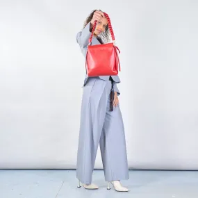 Braided handle leather shoulder bag wholesale