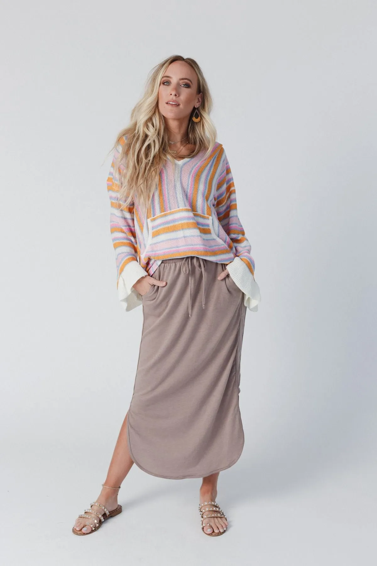 Brightside Striped Knit Hoodie Top - Multi
