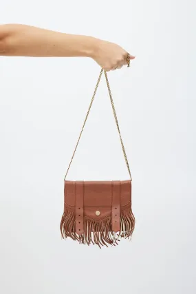 Brown Leather Fringe PS1 Mini Crossbody Bag