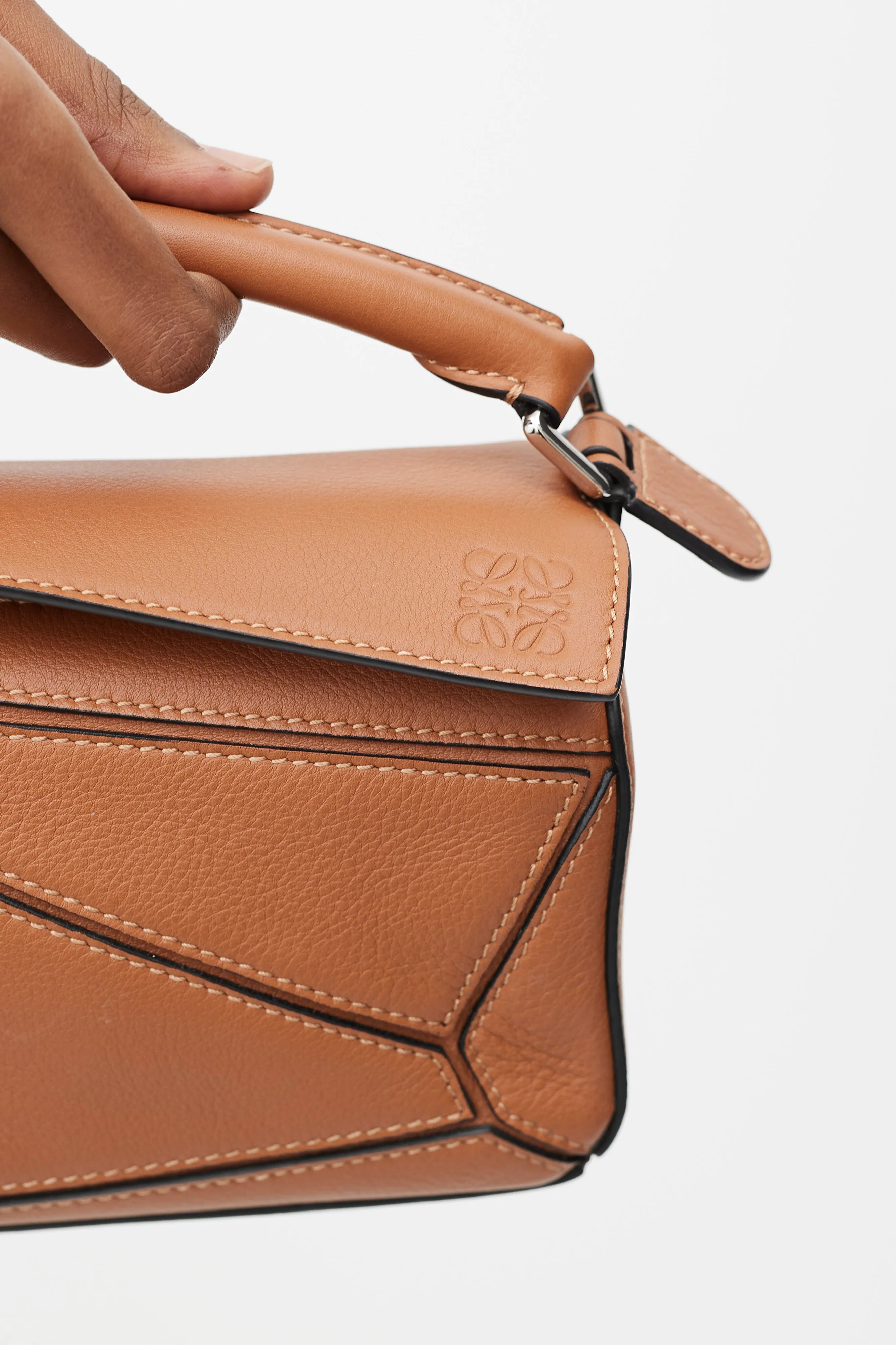 Brown Leather Mini Puzzle Bag