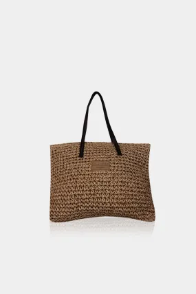 Brown Tote Bag With Black Handles