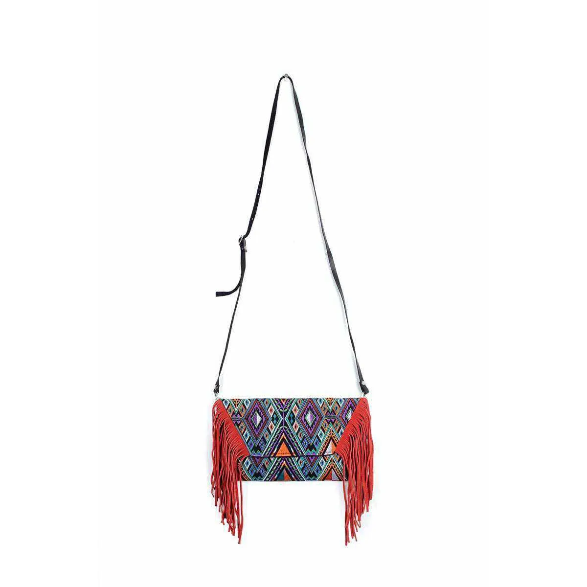 BUNDLE: Embroidery & Leather Fringe Crossbody Bag - 4 Pieces - Thailand