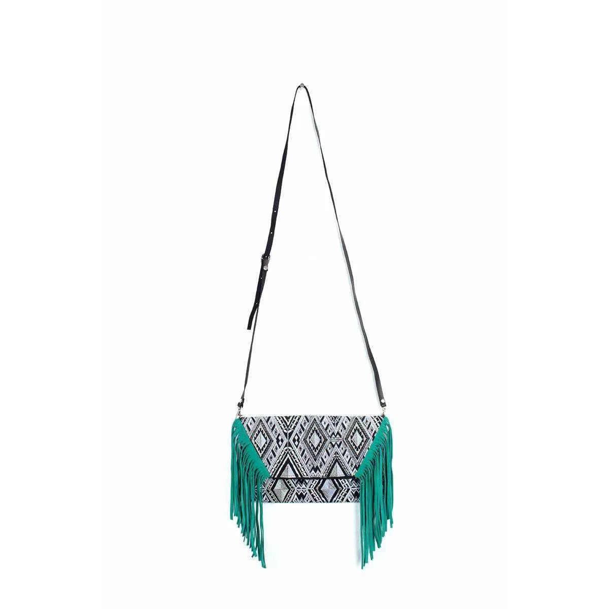 BUNDLE: Embroidery & Leather Fringe Crossbody Bag - 4 Pieces - Thailand