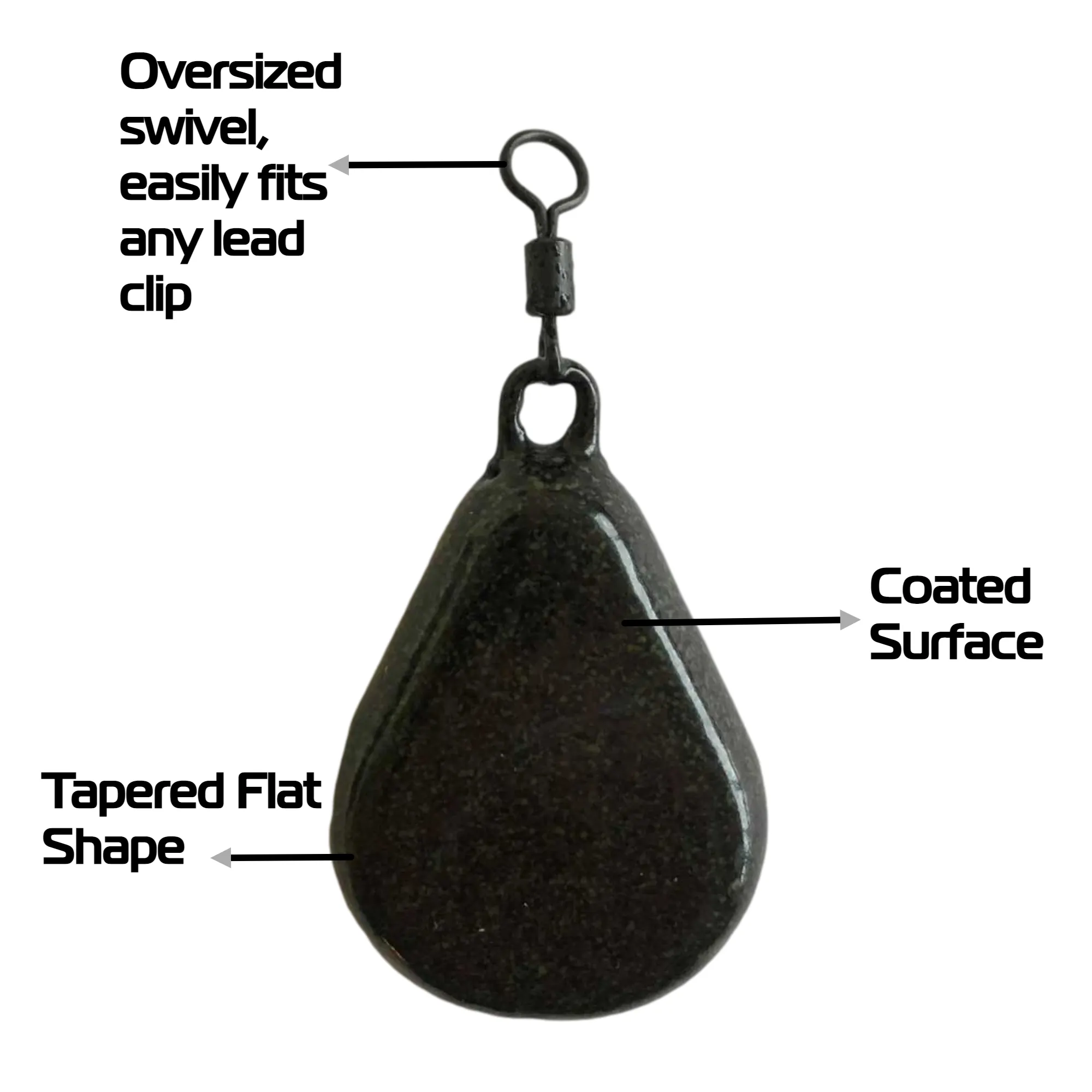BZS Carp fishing Weights Flat Pear with Swivel Available in Smooth and Textured Finish