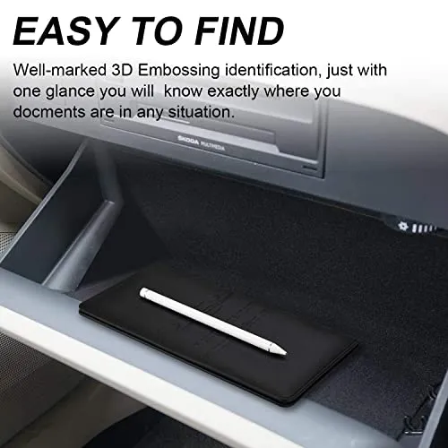 Car Registration and Insurance Holder, Vehicle Glove Box Car Organizer Men Women Wallet Accessories Case with Magnetic Shut for Cards, Essential Document, Driver License by Cacturism, Black