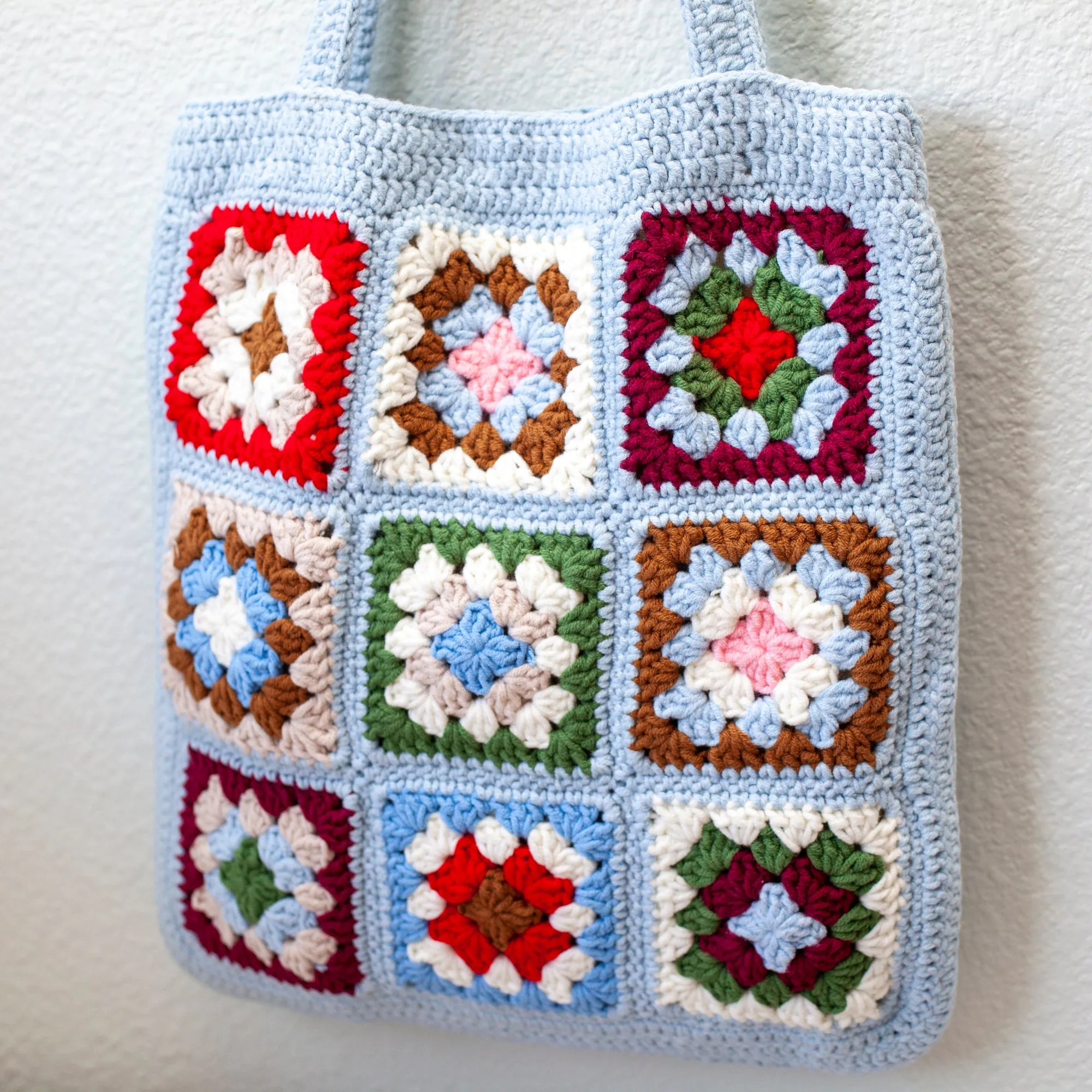 Elena Handbags Handmade Crochet Granny Square Patch Shoulder Bag