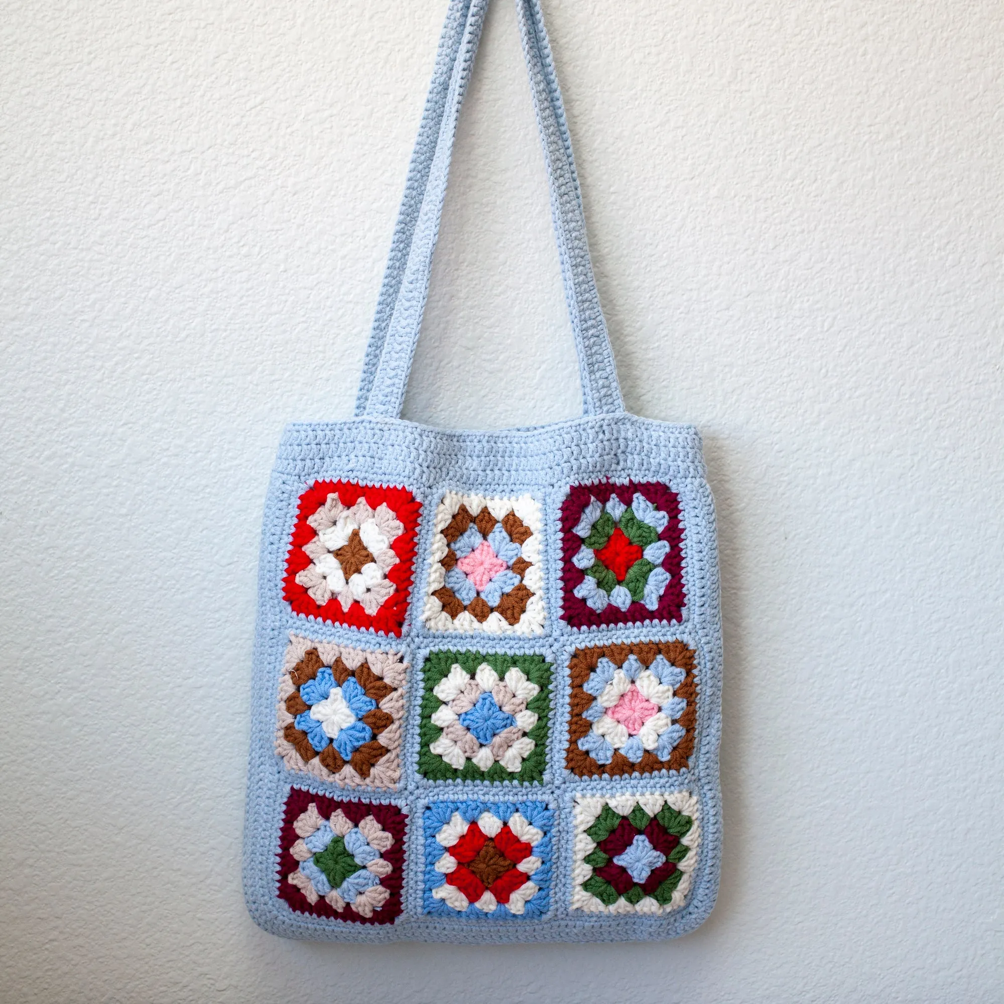 Elena Handbags Handmade Crochet Granny Square Patch Shoulder Bag