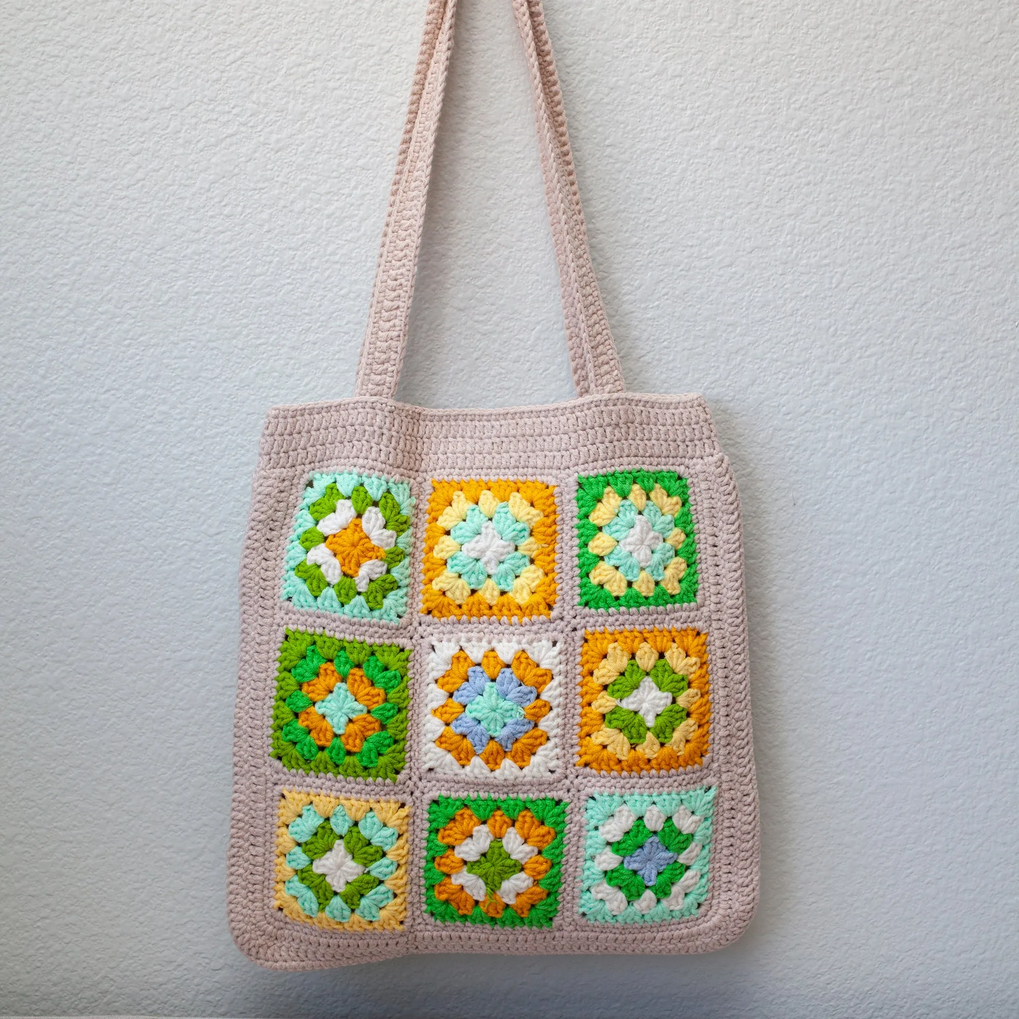 Elena Handbags Handmade Crochet Granny Square Patch Shoulder Bag