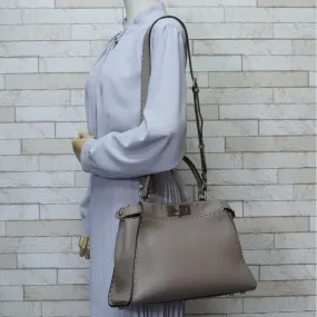 FENDI Peeker Boo Selleria Shoulder Bag Calf Gray Women's