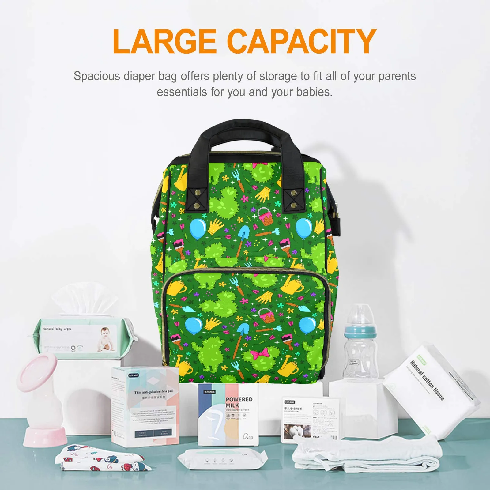 Flower And Garden Multi-Function Diaper Bag