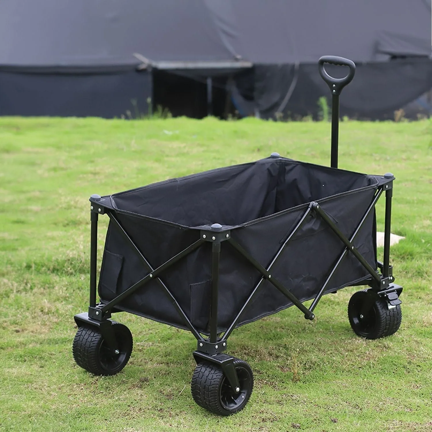 Foldable Wagon Trolley Cart w/ Brakes & Wide Wheels, KILIROO
