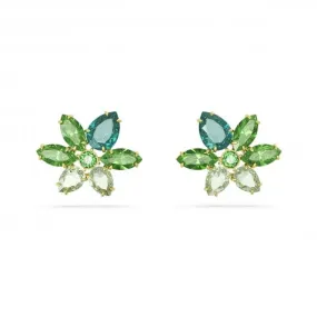 Gema Gold-Tone Plated Green Flower Stud Earrings 5658400