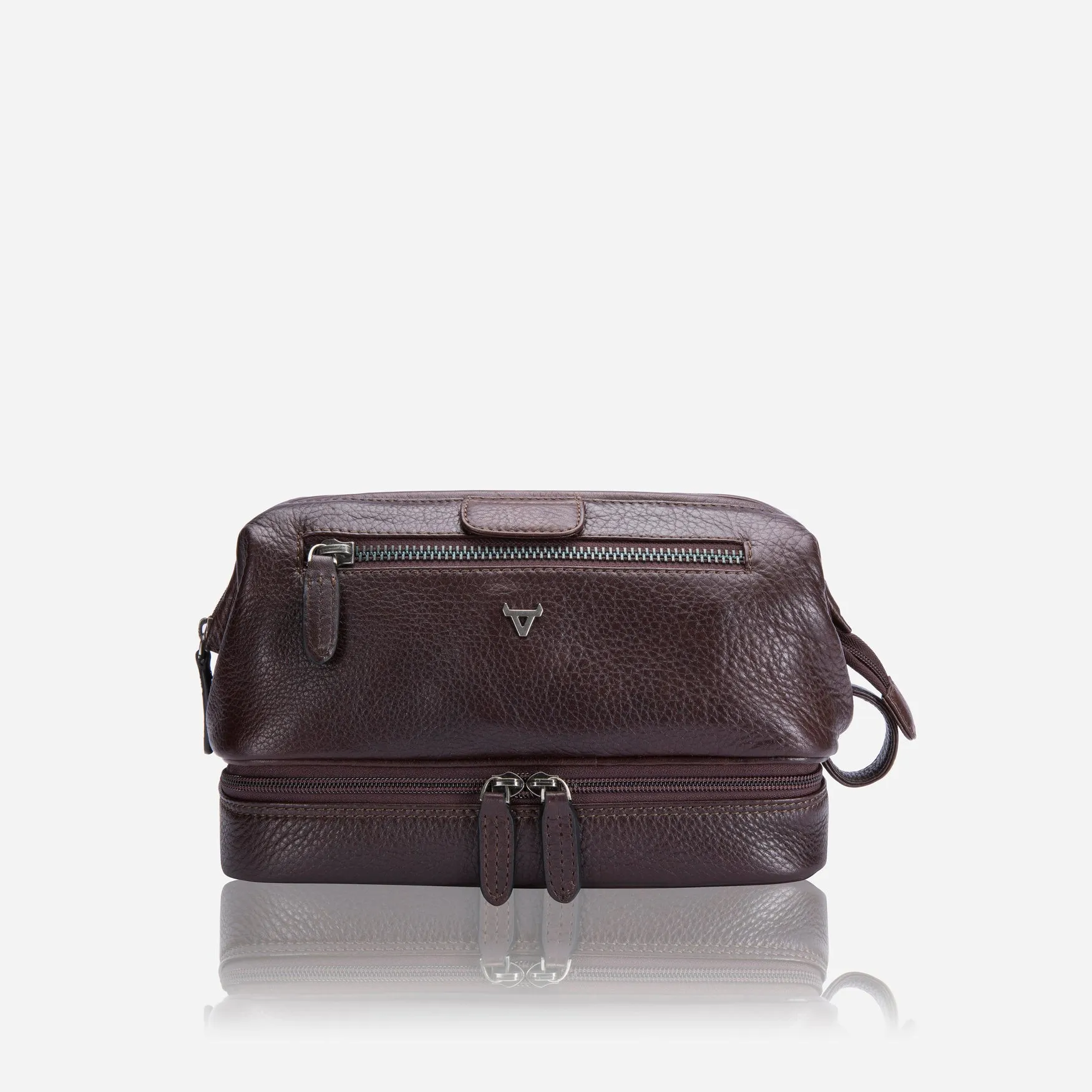 Genuine Leather Wash Bag, Brown