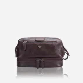 Genuine Leather Wash Bag, Brown