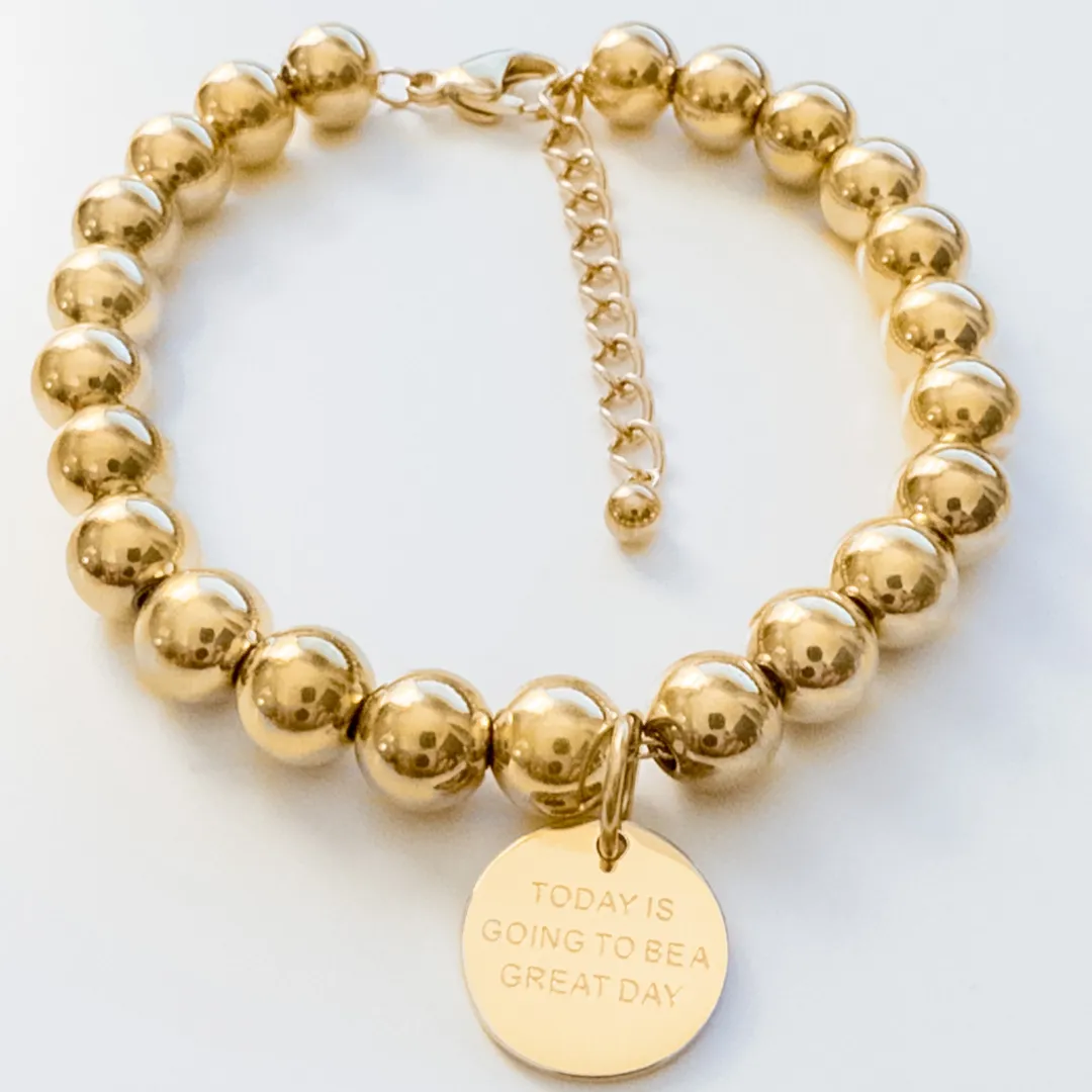 Gold Ball Charm Bracelet