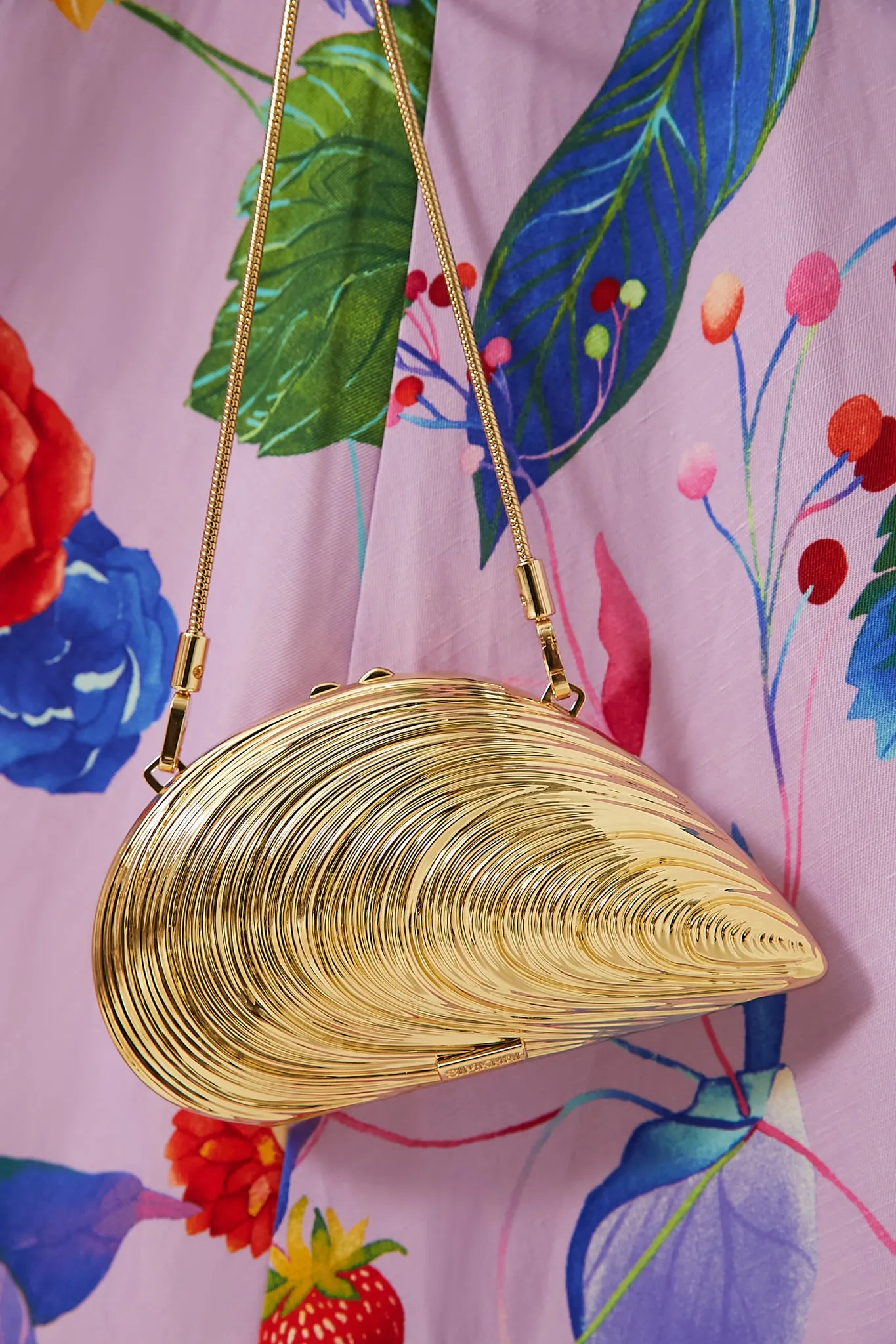 Gold Mini Bridget Oyster Shell Clutch