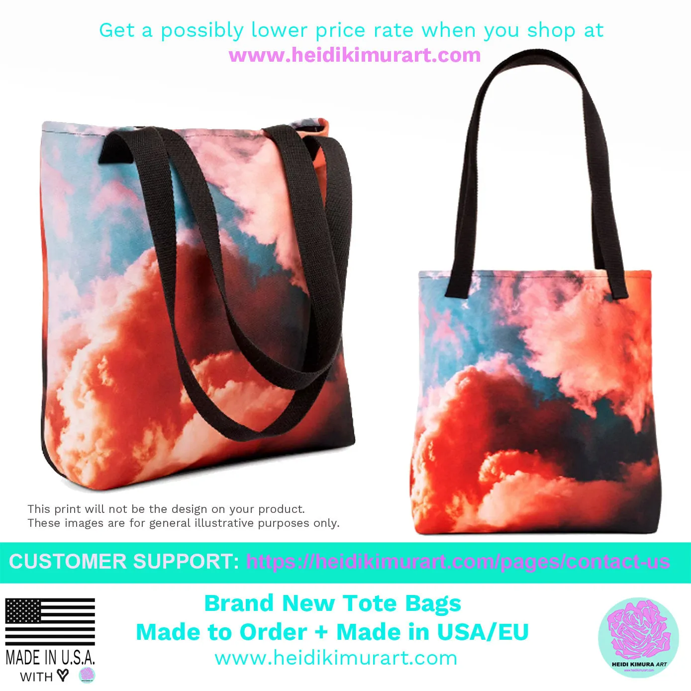 Gray Floral Tote Bag, Abstract Rose Flower Print Designer 15"x15" Bag-Made in USA/EU