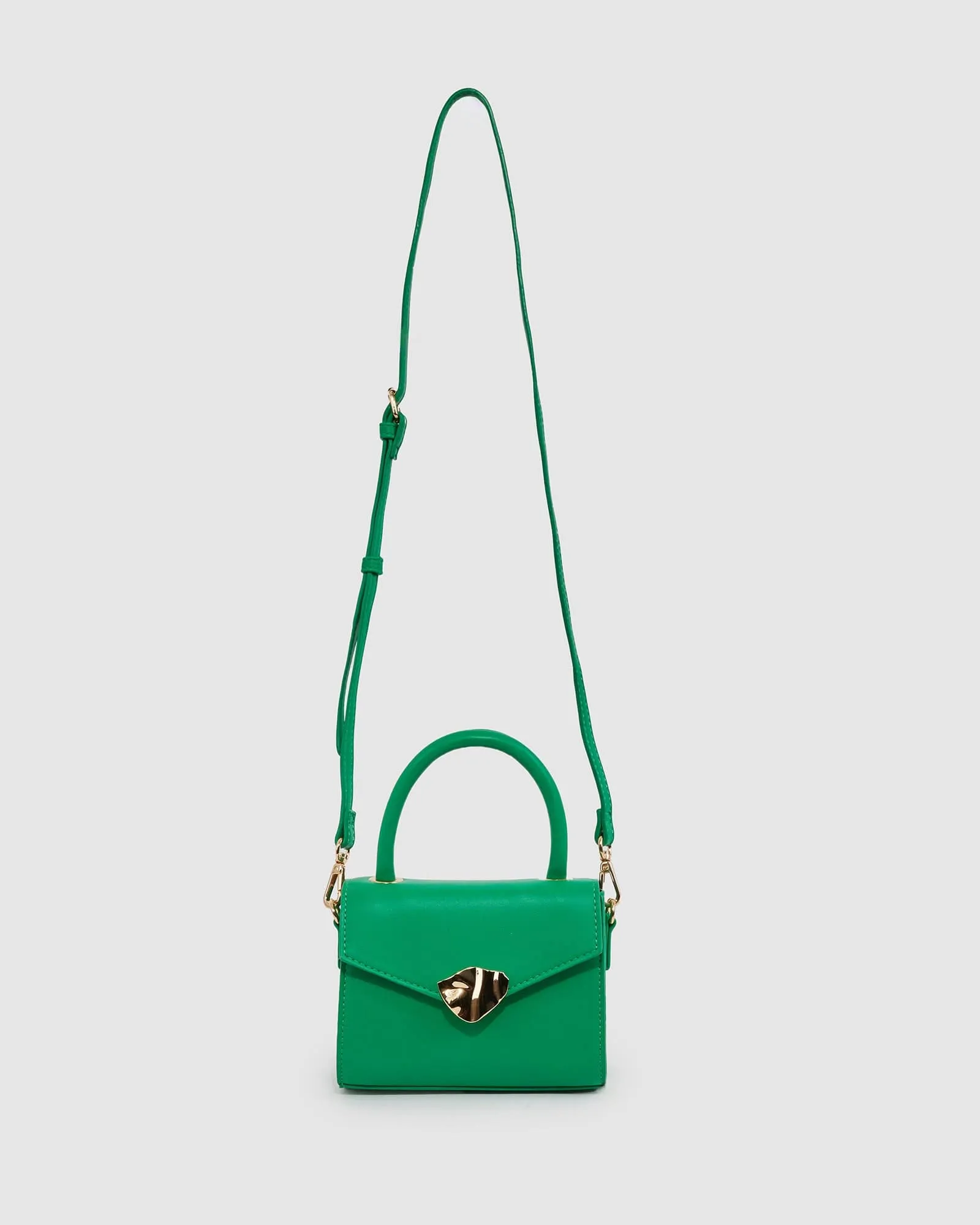 Green Kiki Clasp Top Handle Bag