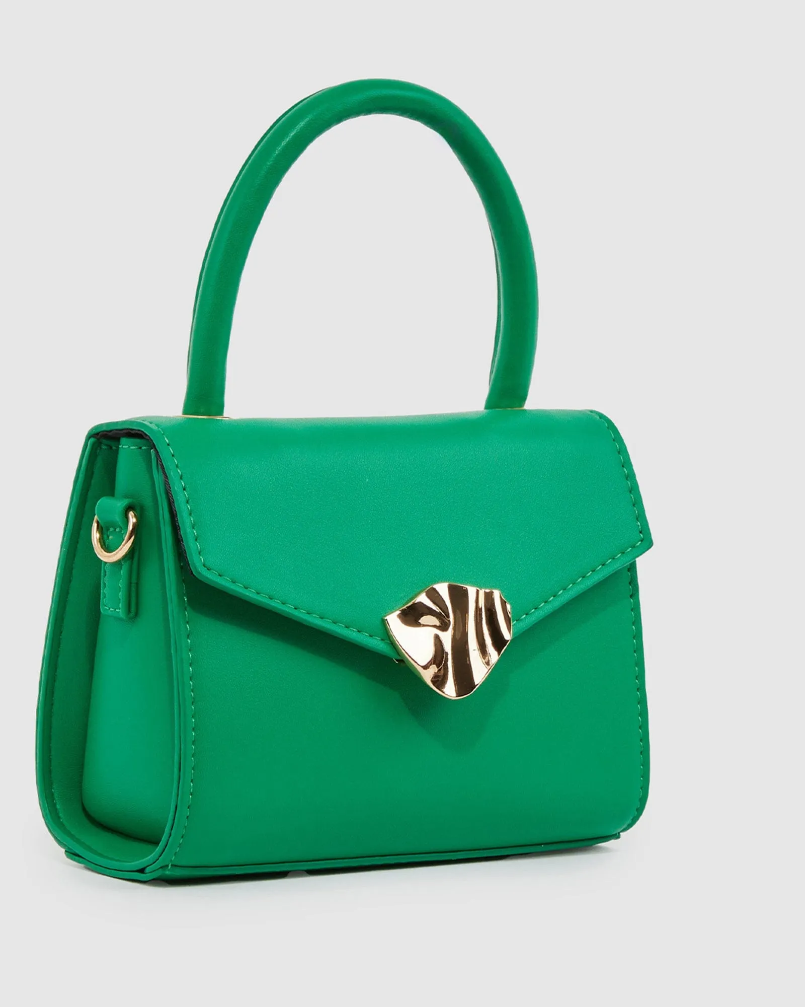 Green Kiki Clasp Top Handle Bag