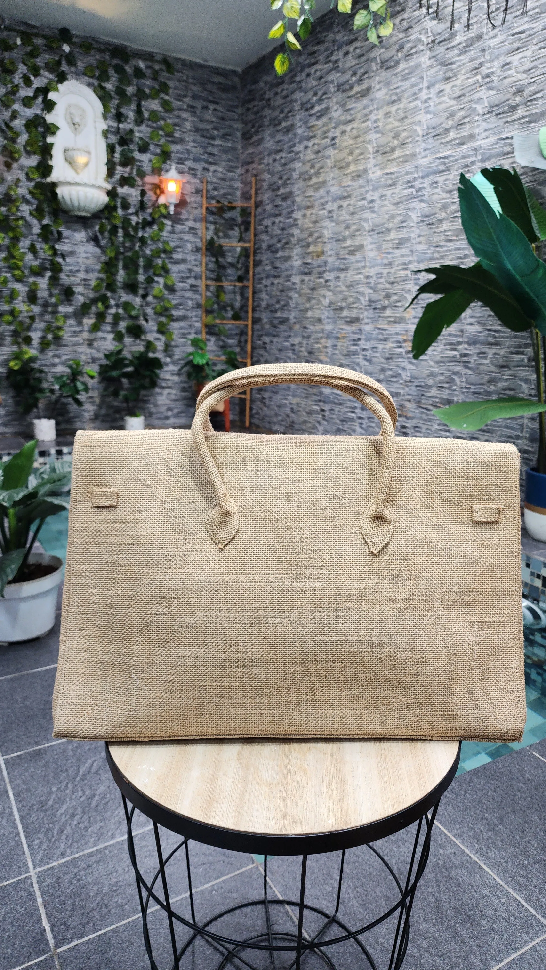Handmade burlap / jute bag, Large size (45cm)_style 6