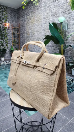 Handmade burlap / jute bag, Large size (45cm)_style 6