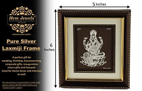 Hem Jewels 999 Pure Silver Lakshmi Frame for Gift and Home Décor (5 x 6 Inches)