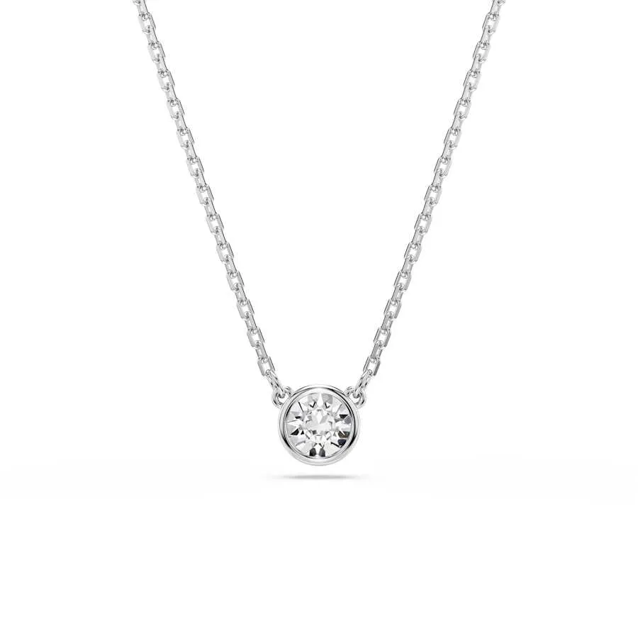 Imber Rhodium Plated White Round Cut Pendant 5696039