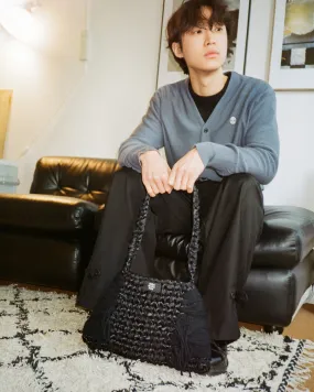 [IUGAMAKARAS] Seasonless Fringe Knitted Bag (Black)