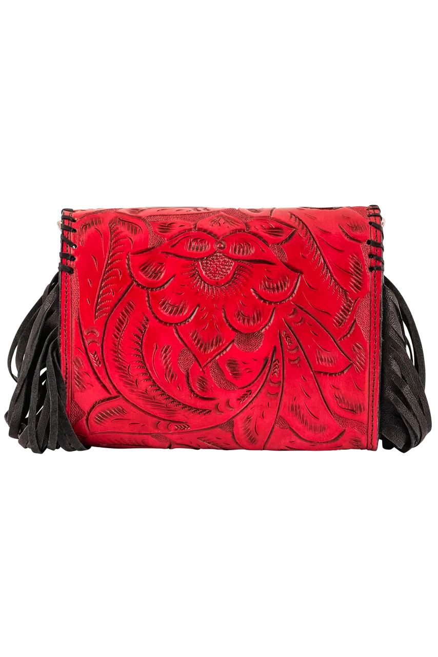 Juan Antonio Red Fringe Crossbody Bag