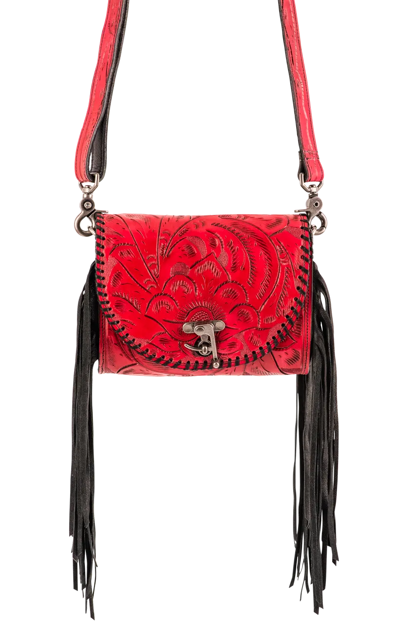 Juan Antonio Red Fringe Crossbody Bag