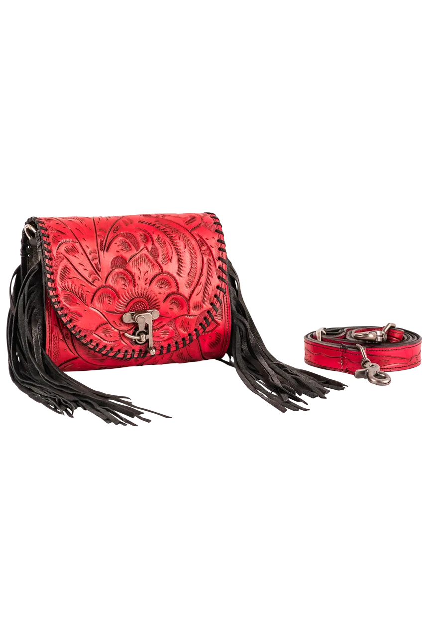 Juan Antonio Red Fringe Crossbody Bag